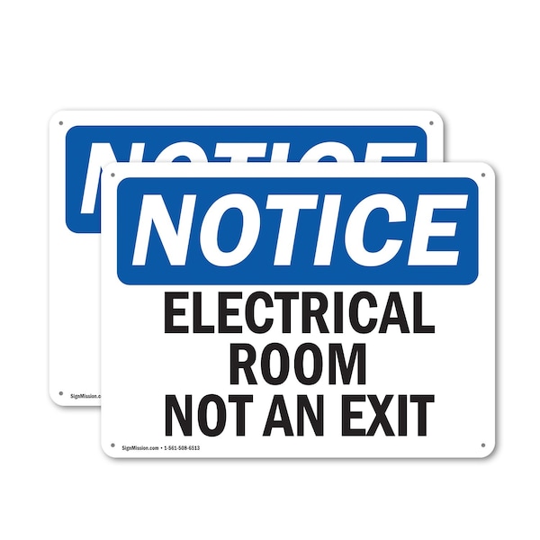 Signmission Electrical Room Not An Exit, 14 in W x Rectangle, Plastic OS-2PACK-NS-P-1014-L-11688 - main